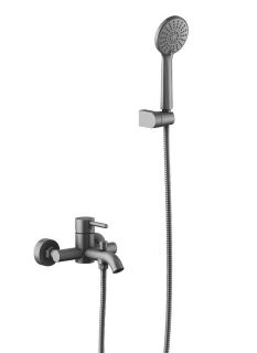 Смеситель для ванны с душевым набором Aquatek Европа AQ1349BGM шлифованный чёрный хром